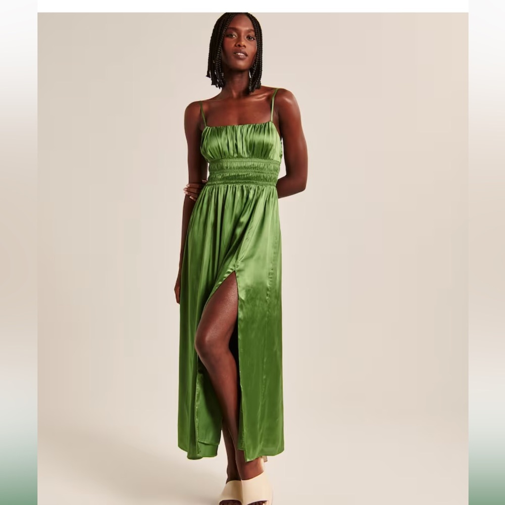 Abercrombie- smocked green maxi dress